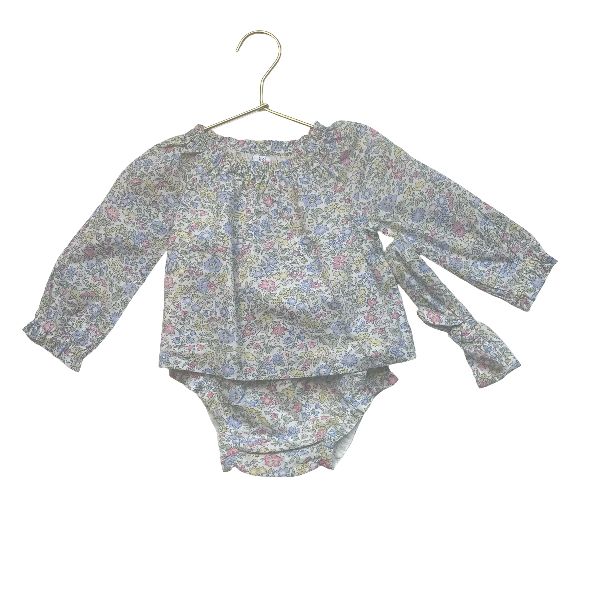 Baby Gap Floral Blouse, Bubble Shorts & Headband Set - Size 12-18 Mo