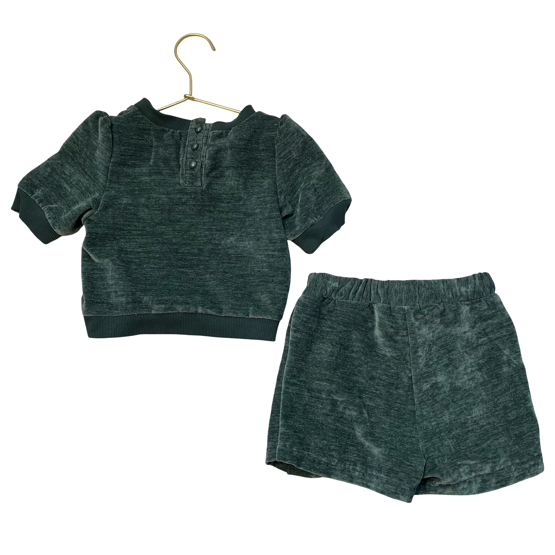 Vignette Green Velour Shorts & Top Set - Size 2