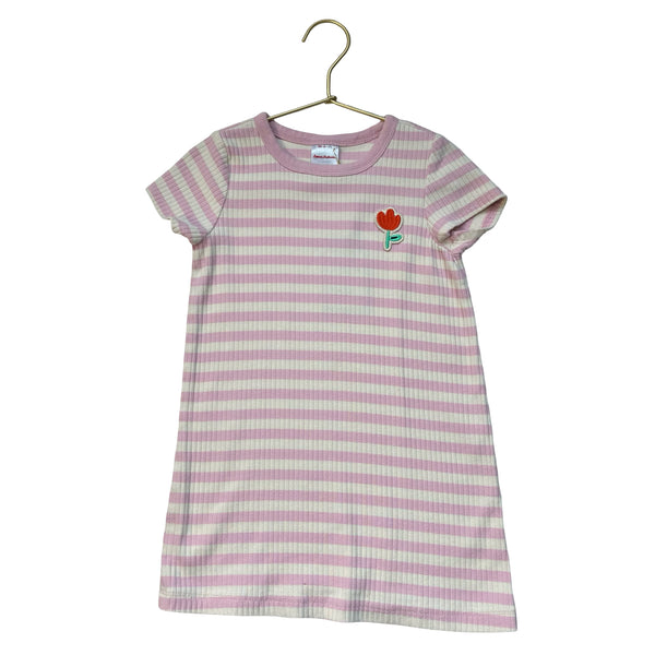 Hanna Andersson Pink & Ivory Striped Ribbed Dress - Size 4