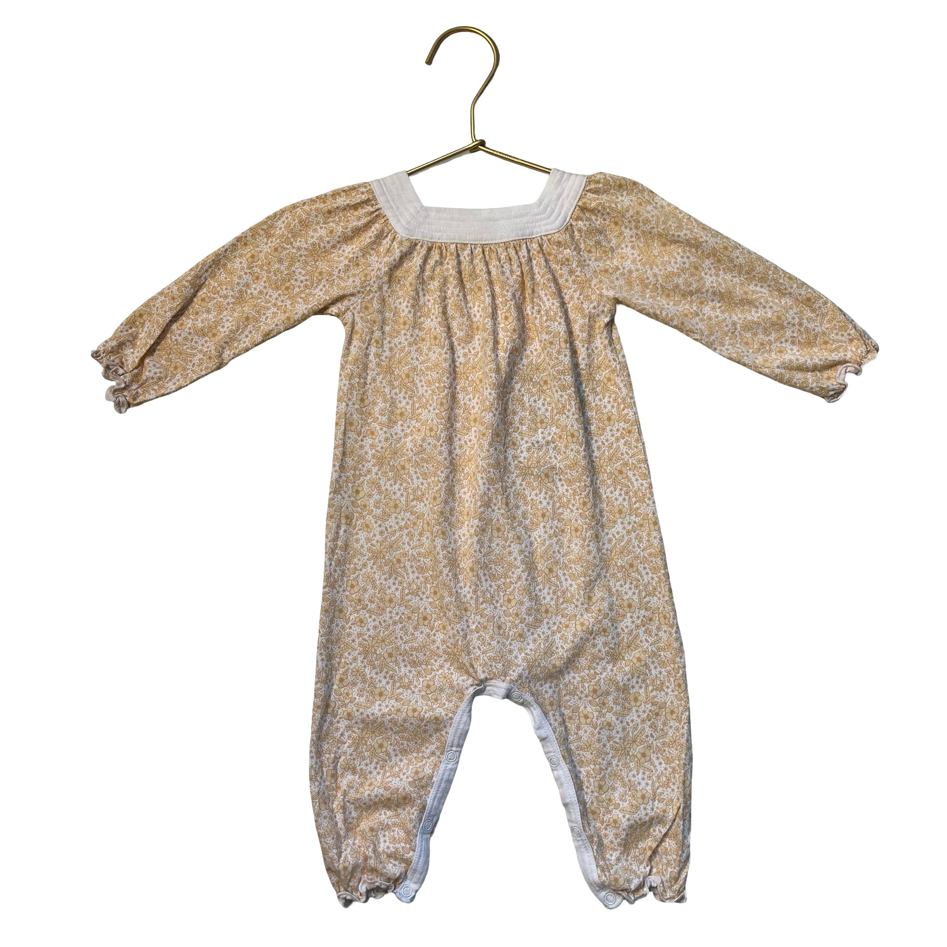 Feather Baby Yellow Floral One-Piece - Size 6-9 Mo
