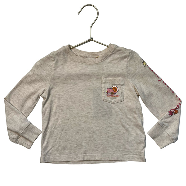 Vineyard Vines Oatmeal Thanksgiving Whale Graphic Shirt - Size 2T