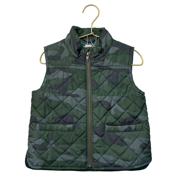 Crewcuts Green Camouflage Quilted Vest - Size 3
