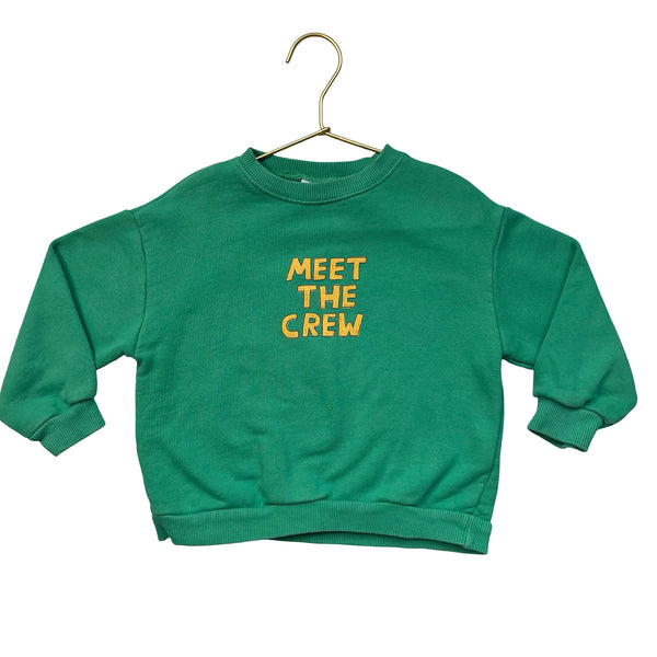 Zara Green 'Meet The Crew' Graphic Sweatshirt - Size 4