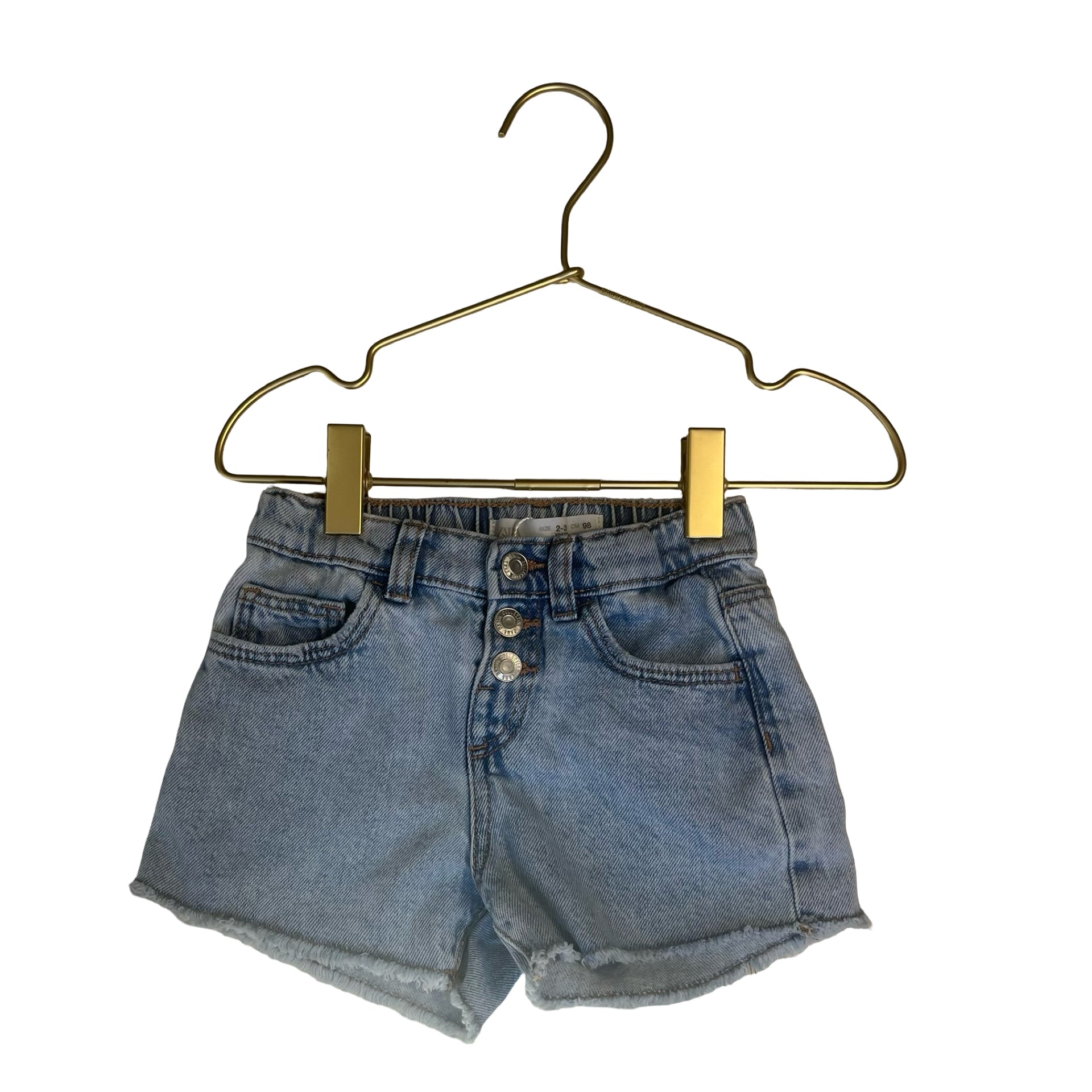 Zara Raw-Hem Crochet Pocket Denim Jean Shorts - Size 2-3