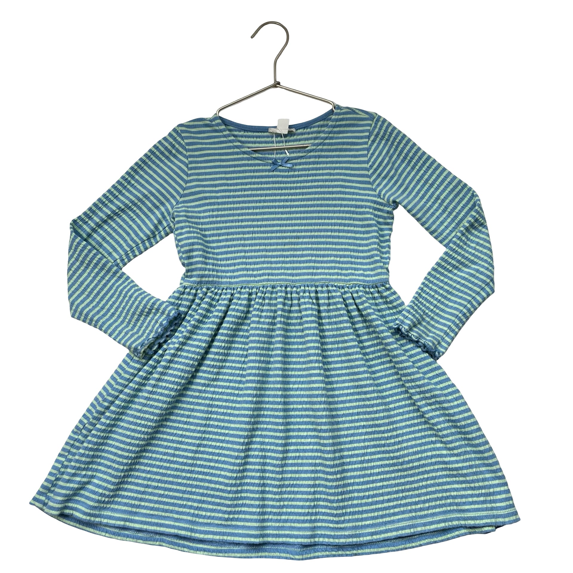 Crewcuts Blue & Mint Stripe Crinkle Dress - Size 7