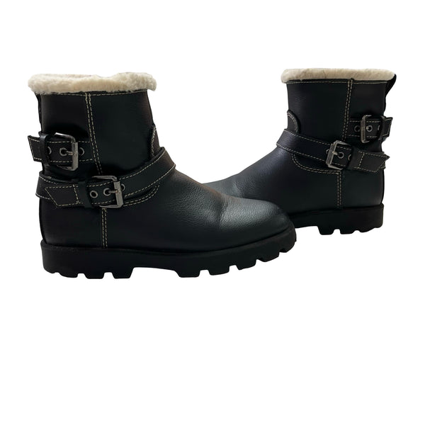 Zara Faux Fur Lined Black Ankle Boots - Size 28 (11)
