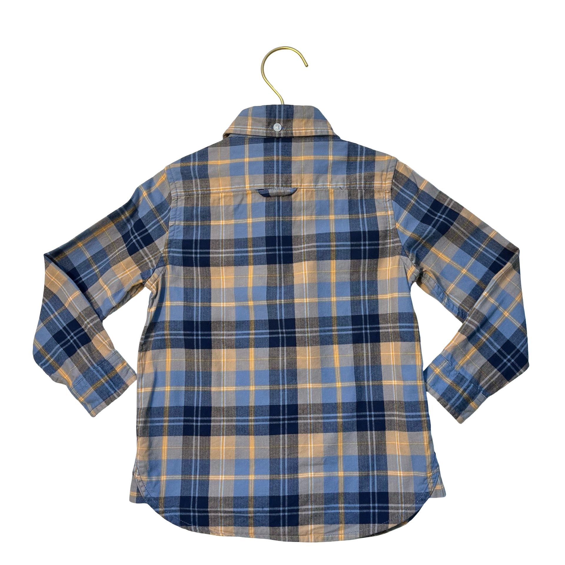 Janie and Jack Blue, Navy, Yellow Plaid Button Down Shirt - Size 3