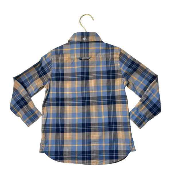 Janie and Jack Blue, Navy, Yellow Plaid Button Down Shirt - Size 3