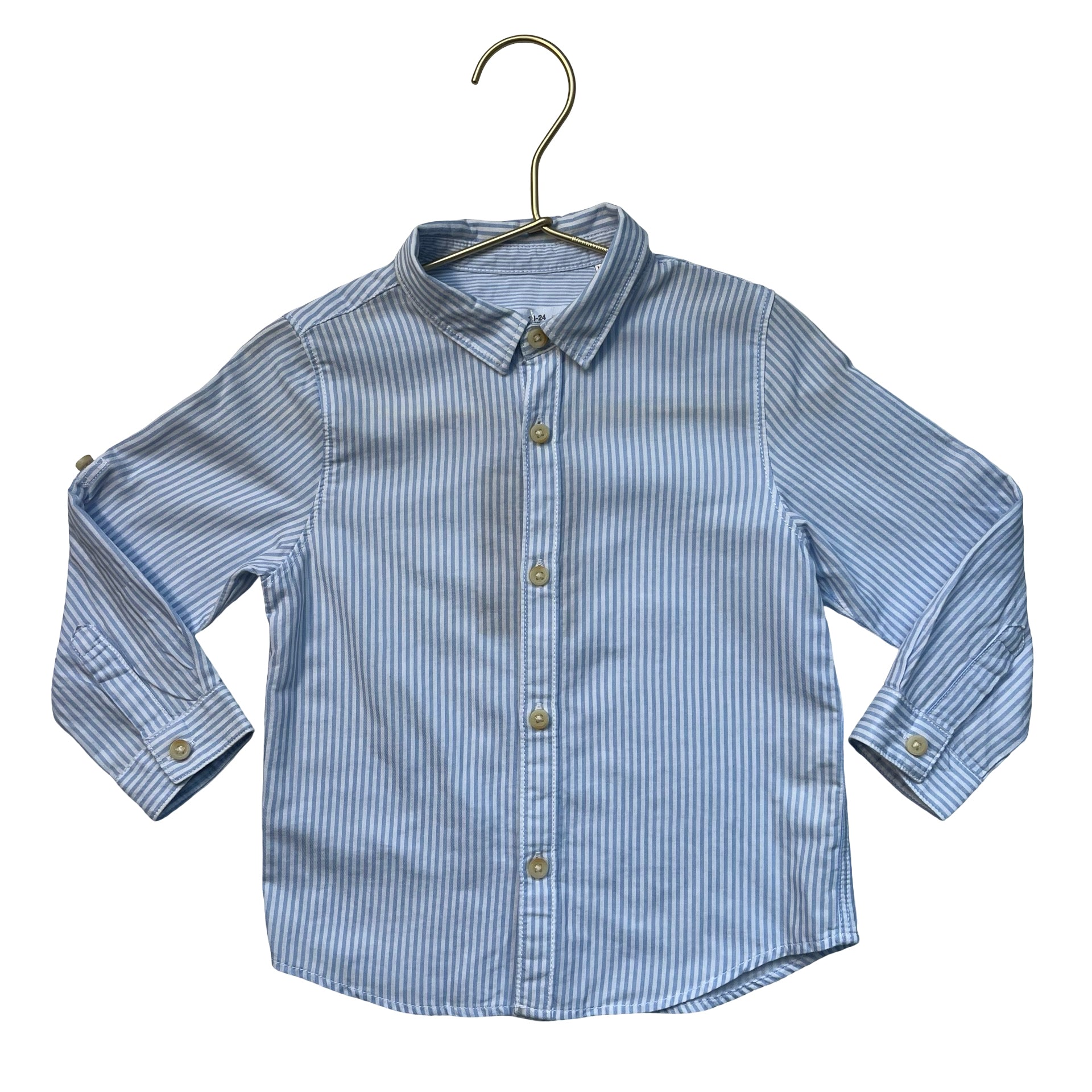 Zara Blue & White Striped Button Down Shirt - Size 18-24 Mo