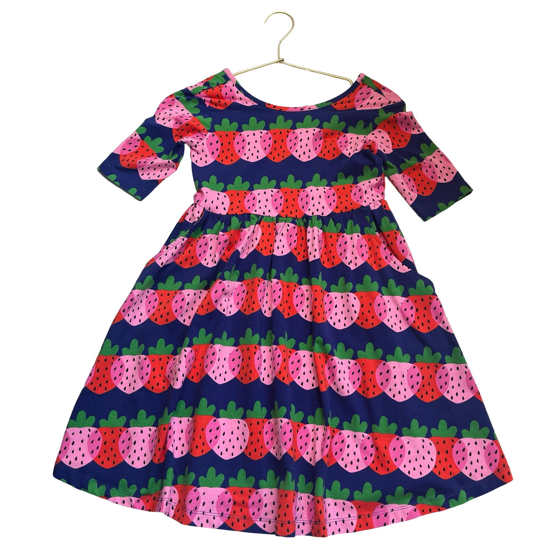 Hanna Andersson Blue, Pink, Red Strawberry Print Dress - Size 8