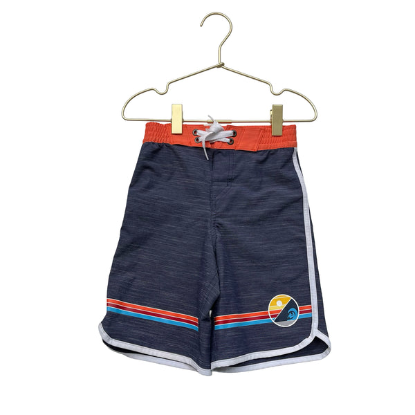 Hanna Andersson Navy Surf Graphic Unlined Swim Board Shorts - Size 4