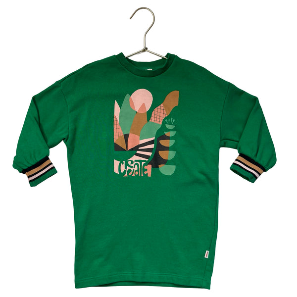 Catimini Green Graphic 'Create' Sweatshirt Dress - Size 3