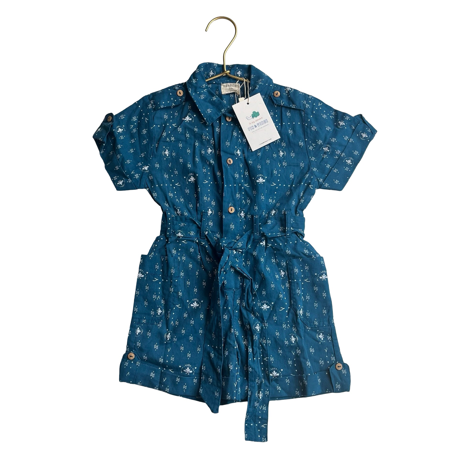 Fin & Vince Teal 'Adventure Paisley Trail' Romper with Tags - Size 18 - 24 Mo - Bounce Mkt