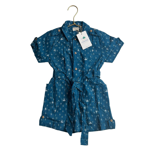 Fin & Vince Teal 'Adventure Paisley Trail' Romper with Tags - Size 18 - 24 Mo - Bounce Mkt