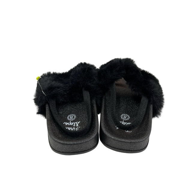 First Steps Black Faux Fur Sandals with Tags - Size 8 - Bounce Mkt