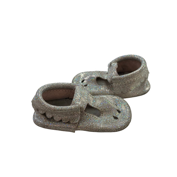Freshly Picked Iridescent Silver Soft Sole Shoes - Size 3 - Bounce Mkt