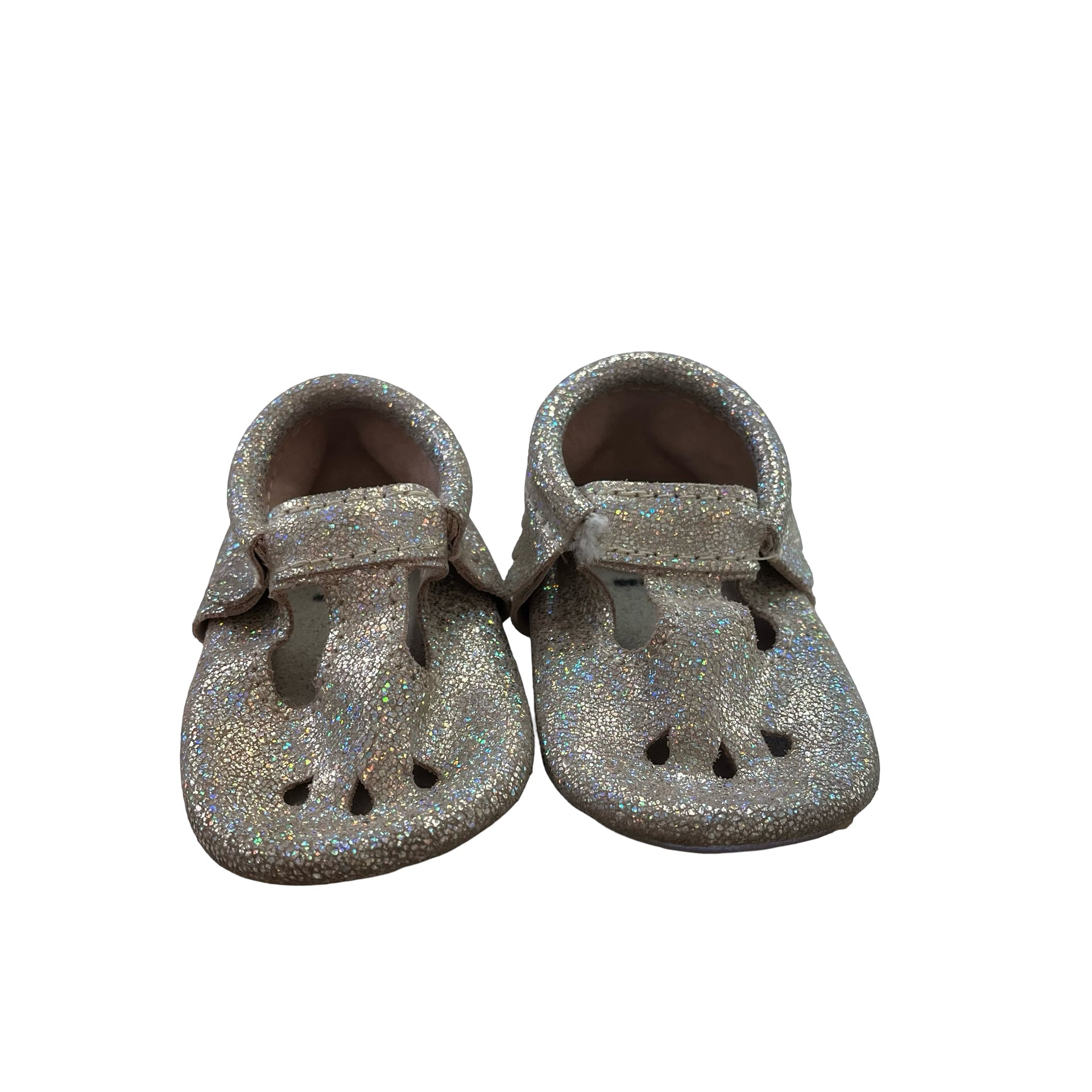 Freshly Picked Iridescent Silver Soft Sole Shoes - Size 3 - Bounce Mkt