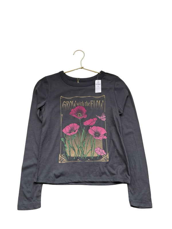 Gap Kids Gray 'Grow with The Flow' Flower Graphic Shirt with Tags - Size XL 12 - Bounce Mkt