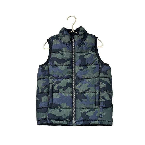 Gap Kids Green & Navy Camouflage Puffer Vest - Size 4 - Bounce Mkt