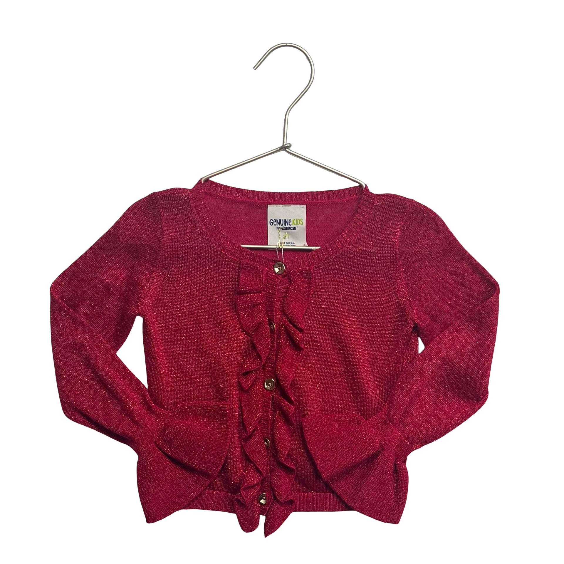 Genuine Kids Red Metallic Cardigan - Size 3T - Bounce Mkt
