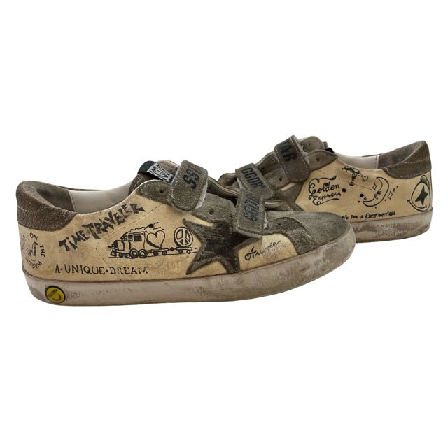 Golden Goose Ivory & Gray 'Old School' Sneakers - Size 31 (13) AUTHENTIC - Bounce Mkt