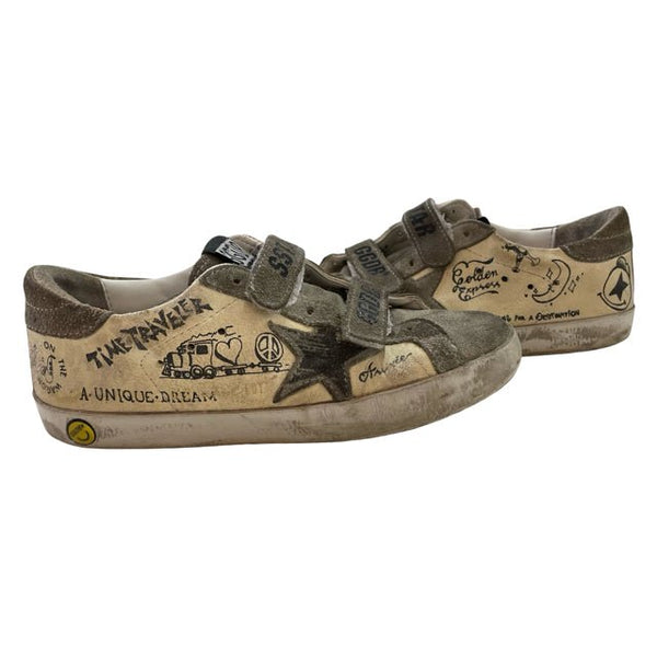 Golden Goose Ivory & Gray 'Old School' Sneakers - Size 31 (13) AUTHENTIC - Bounce Mkt
