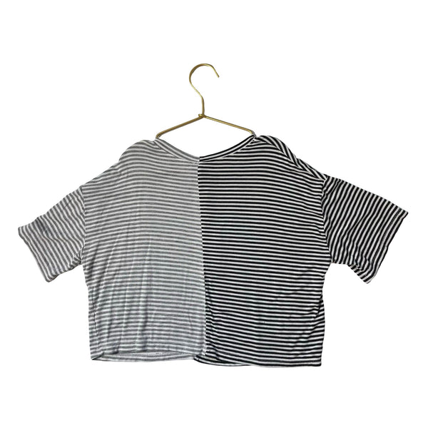 Good Luck Girl Gray & Ivory Striped Tee - Size S 7 - 8 - Bounce Mkt