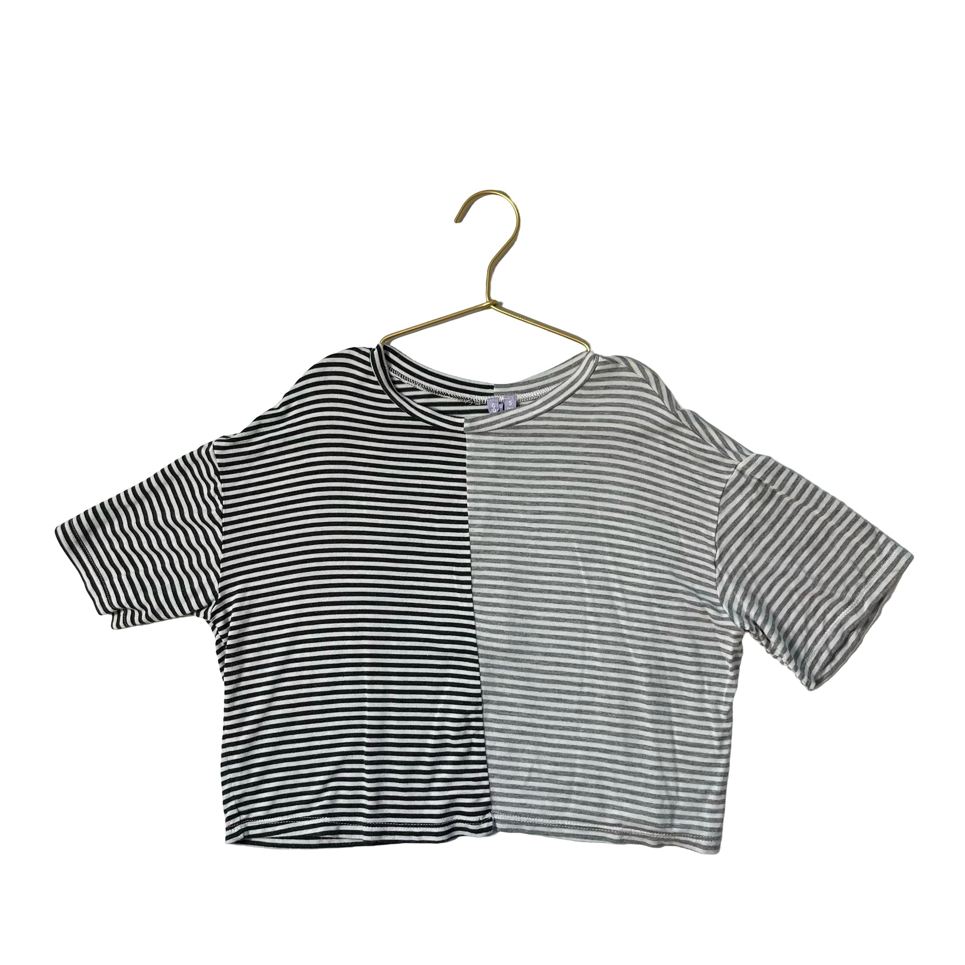 Good Luck Girl Gray & Ivory Striped Tee - Size S 7 - 8 - Bounce Mkt