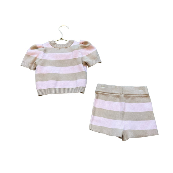 Grayson Mini Pink & Tan Knit Top & Shorts Set - Size 18 Mo - Bounce Mkt