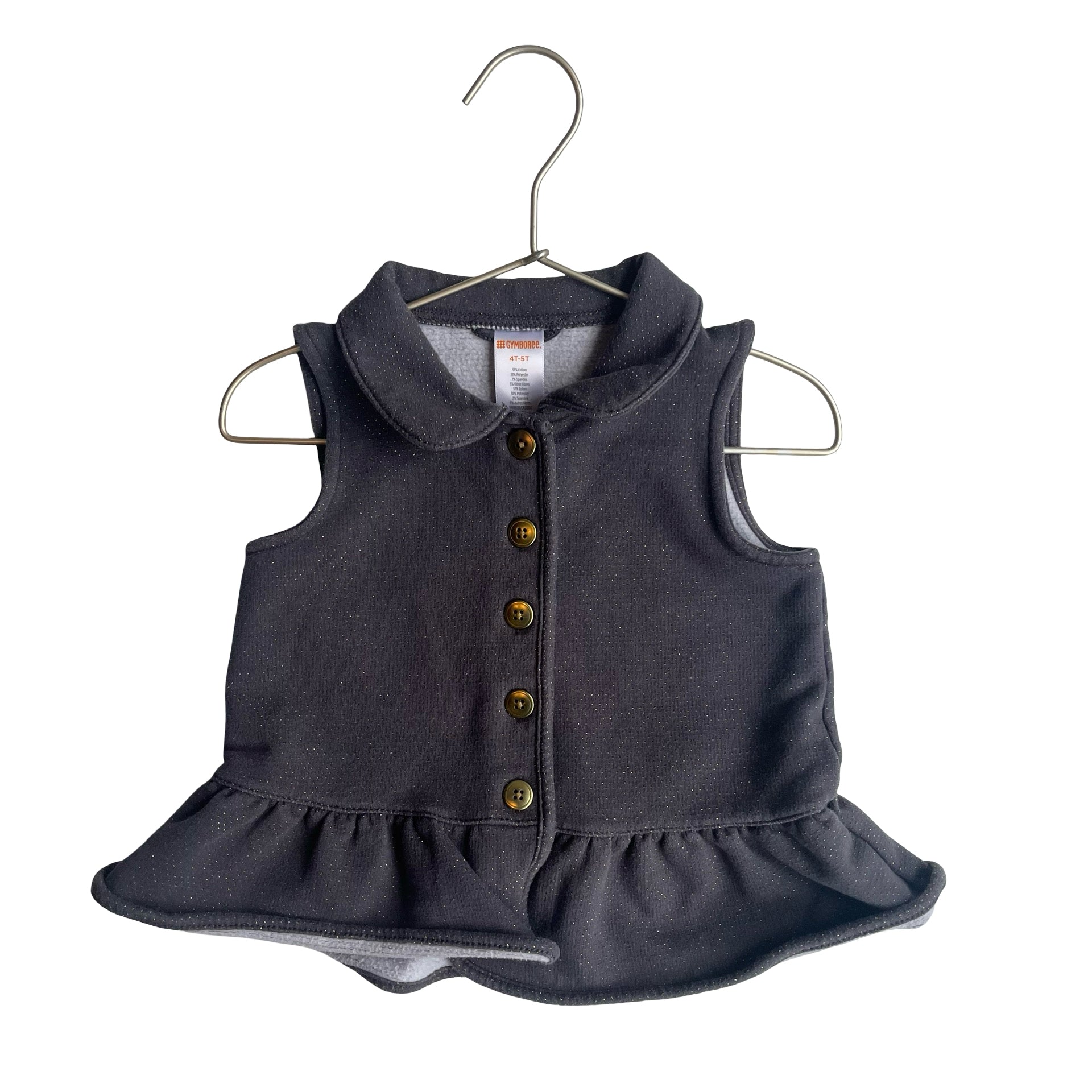 Gymboree Dark Gray & Gold Metallic Vest - Size 4T - 5T - Bounce Mkt