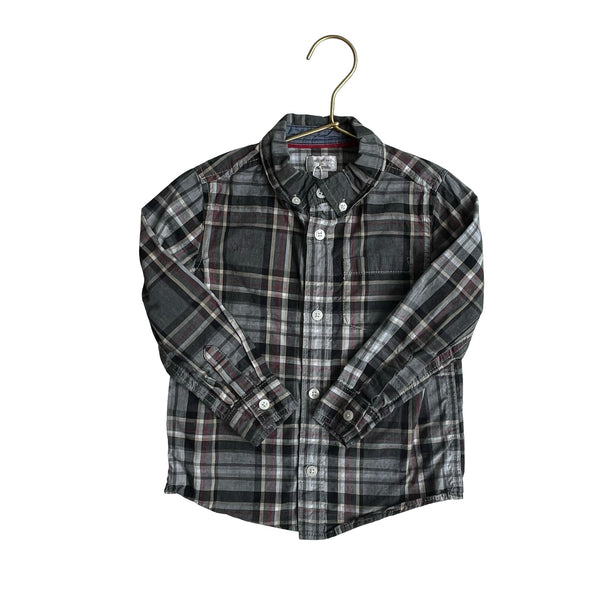 Gymboree Gray, Ivory & Red Plaid Long Sleeve Button Down Shirt - Size 3 - Bounce Mkt