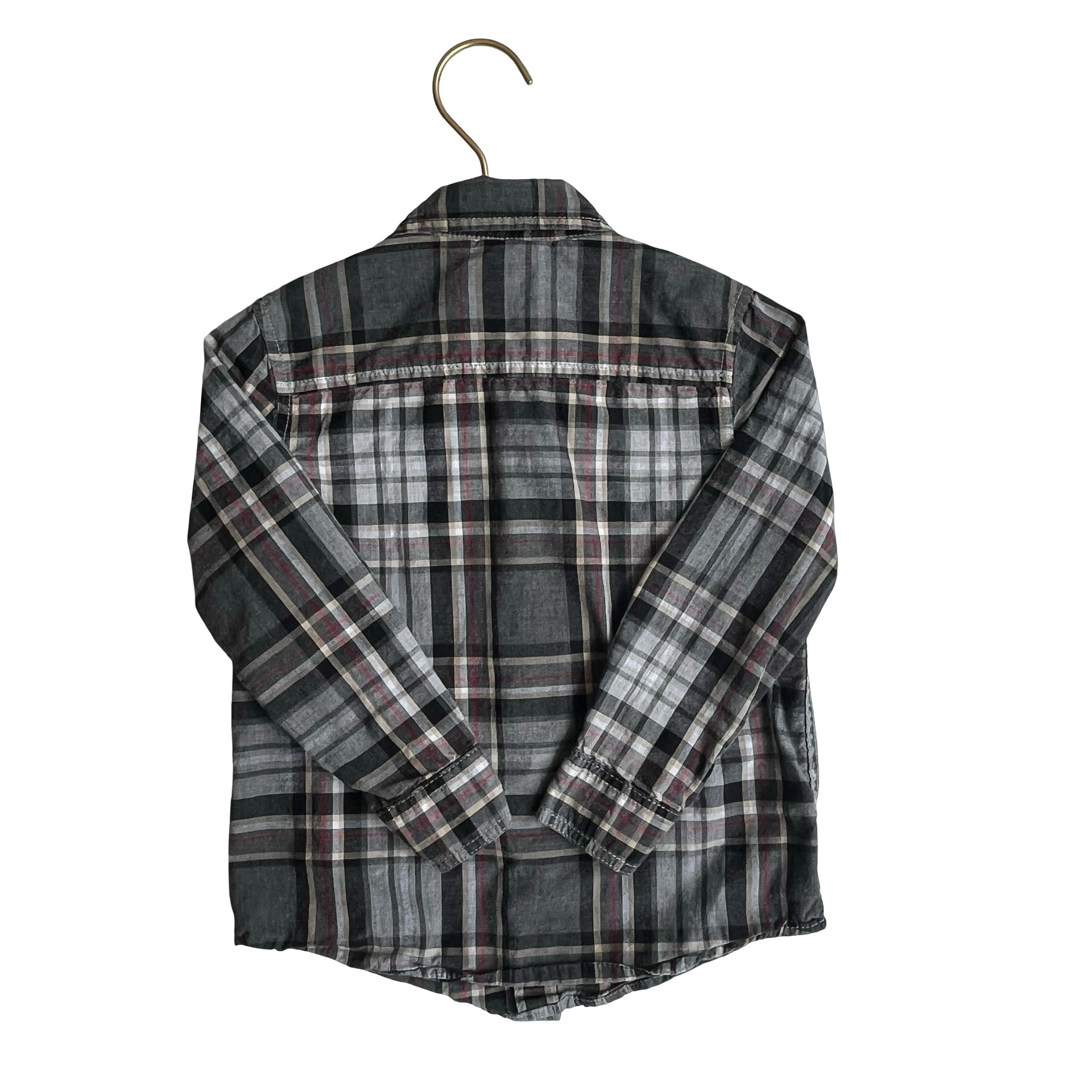 Gymboree Gray, Ivory & Red Plaid Long Sleeve Button Down Shirt - Size 3 - Bounce Mkt
