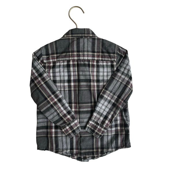 Gymboree Gray, Ivory & Red Plaid Long Sleeve Button Down Shirt - Size 3 - Bounce Mkt