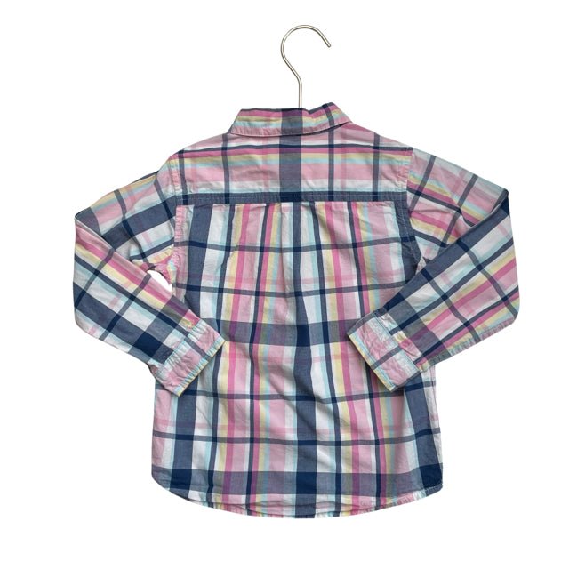 Gymboree Navy, Pink & Ivory Plaid Long Sleeve Button Down Shirt - Size 5 - Bounce Mkt