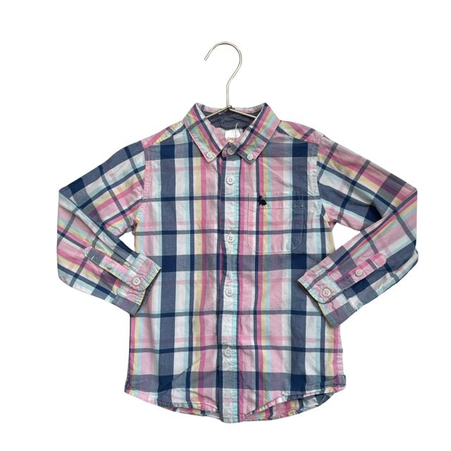 Gymboree Navy, Pink & Ivory Plaid Long Sleeve Button Down Shirt - Size 5 - Bounce Mkt