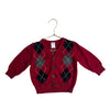 Gymboree Red, Black, Gray Argyle V - Neck Cotton Cardigan - Size 12 - 18 Mo - Bounce Mkt