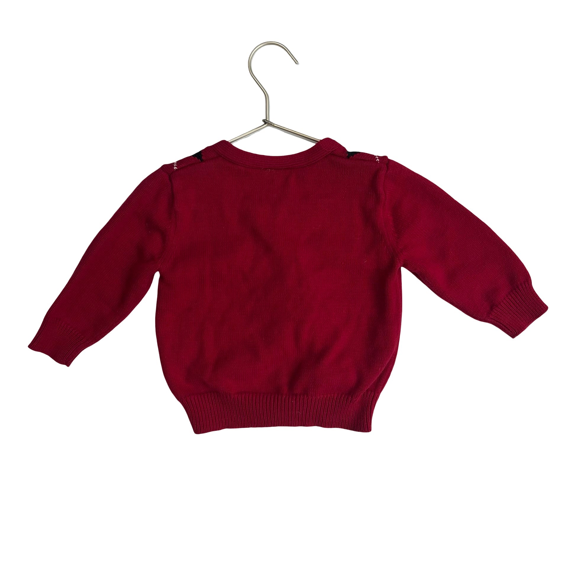 Gymboree Red, Black, Gray Argyle V - Neck Cotton Cardigan - Size 12 - 18 Mo - Bounce Mkt