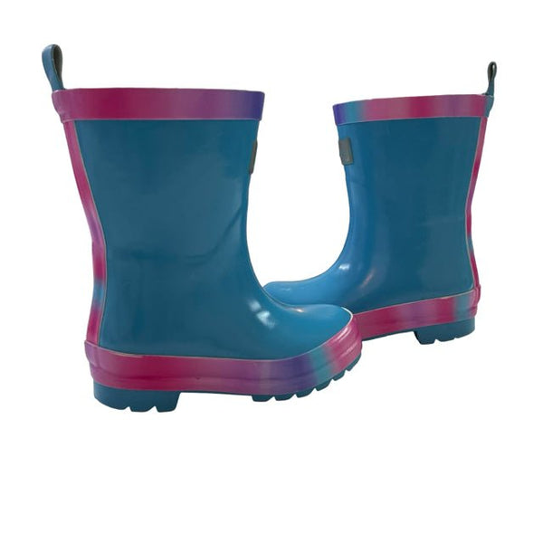 Hatley Blue Rain Boots, Pink & Purple Trim - Size 7 - Bounce Mkt