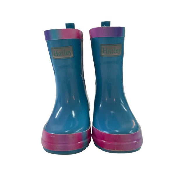 Hatley Blue Rain Boots, Pink & Purple Trim - Size 7 - Bounce Mkt