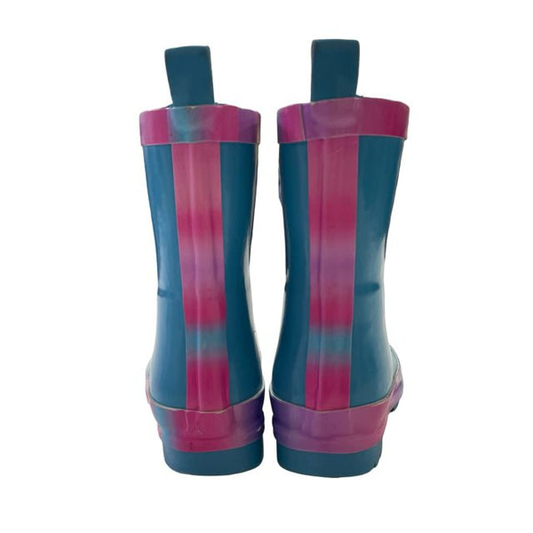 Hatley Blue Rain Boots, Pink & Purple Trim - Size 7 - Bounce Mkt