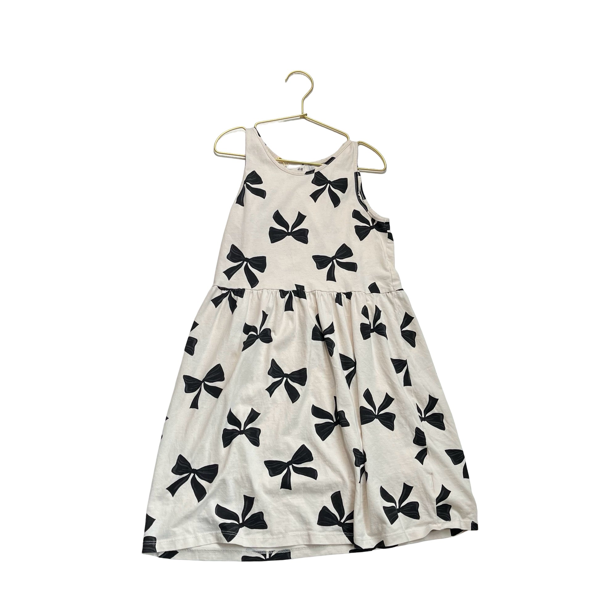 H&M Ivory & Black Bow Print Dress - Size 8 - 10 - Bounce Mkt