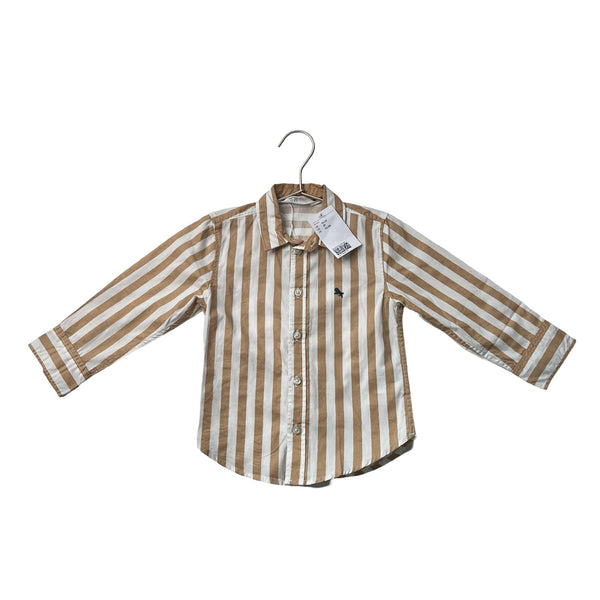 H&M Khaki & White Stripe Long Sleeve Button Down Shirt w/ Tag - Size 2 - Bounce Mkt