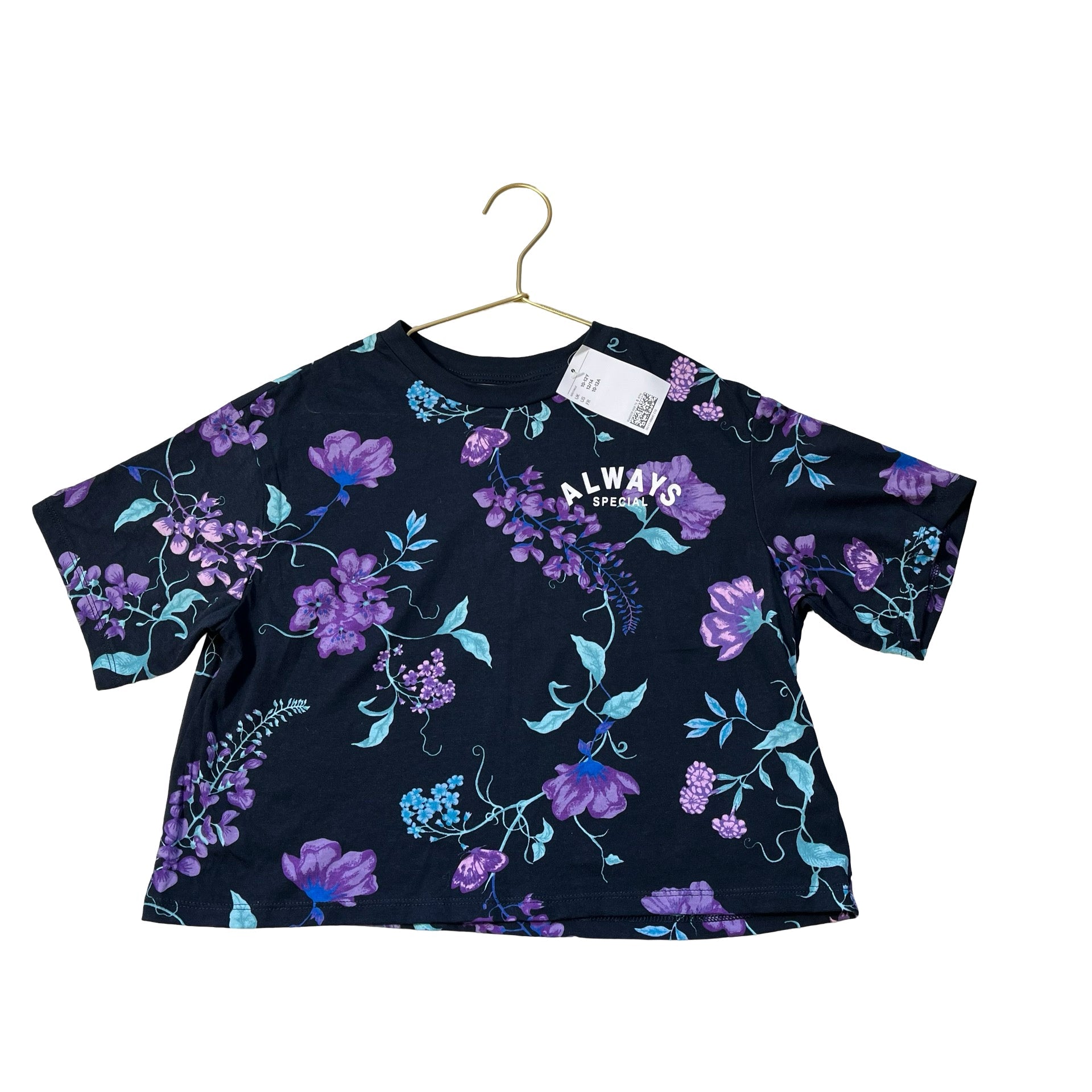 H&M Navy & Lavender Floral 'Always Special' Tee with Tags - Size 12/14 - Bounce Mkt