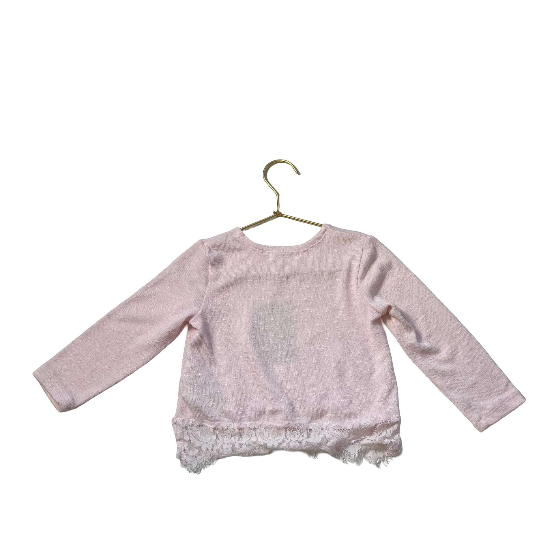 H&M Pink Lightweight Sweater, Lace Trim - Size 1.5 - 2Y - Bounce Mkt