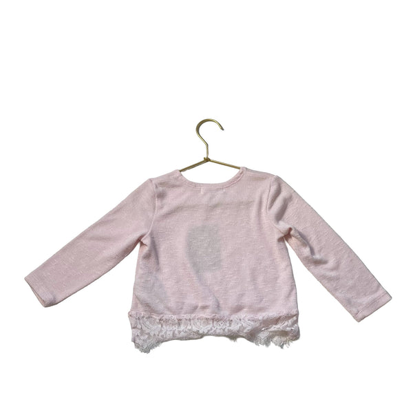 H&M Pink Lightweight Sweater, Lace Trim - Size 1.5 - 2Y - Bounce Mkt