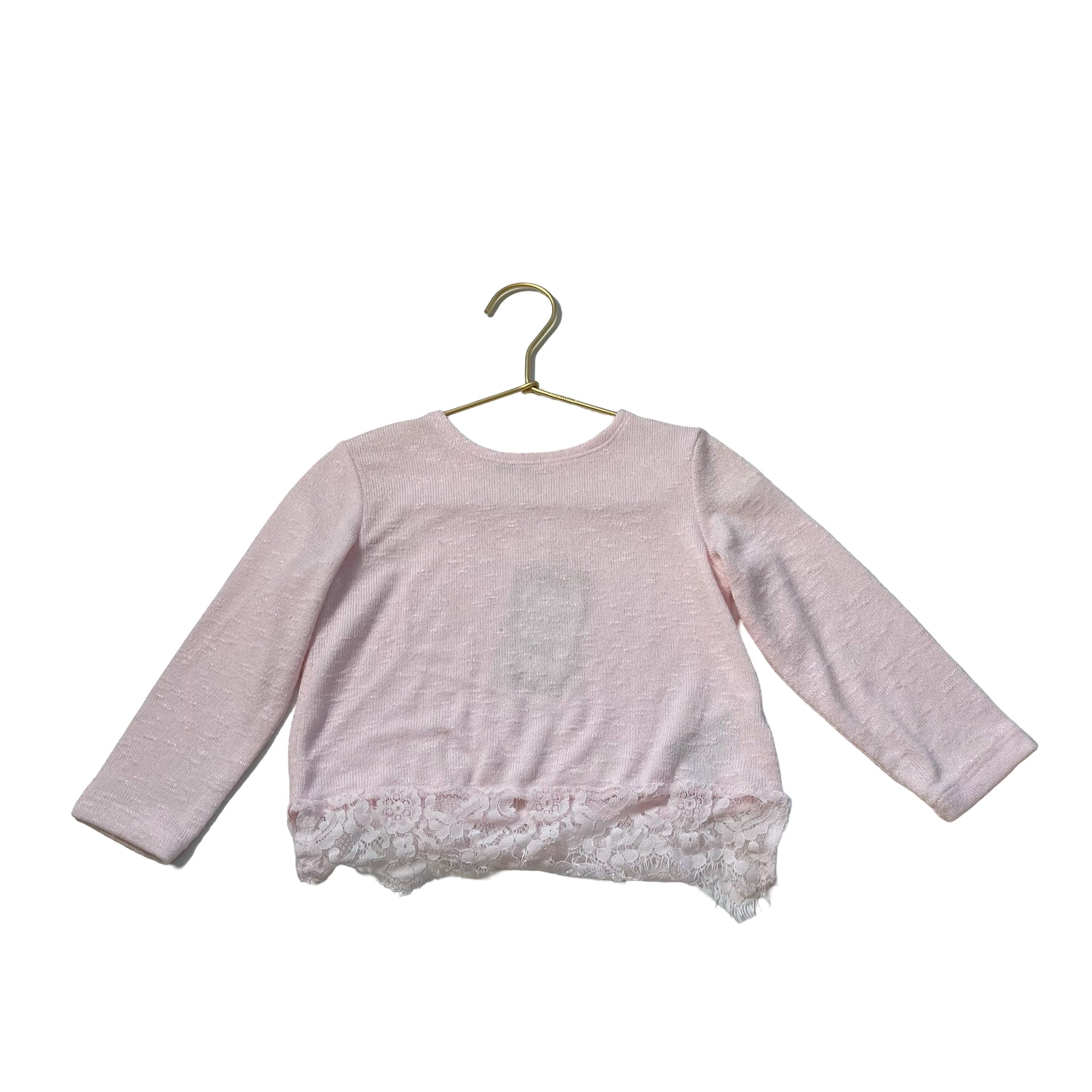 H&M Pink Lightweight Sweater, Lace Trim - Size 1.5 - 2Y - Bounce Mkt