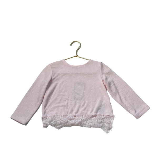 H&M Pink Lightweight Sweater, Lace Trim - Size 1.5 - 2Y - Bounce Mkt