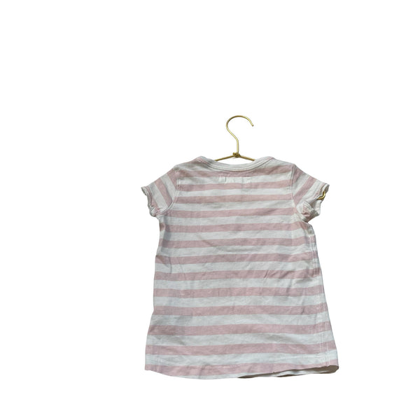 H&M Pink Striped V - Neck 'South Canyon Road' Tee - Size 2 - 4Y - Bounce Mkt