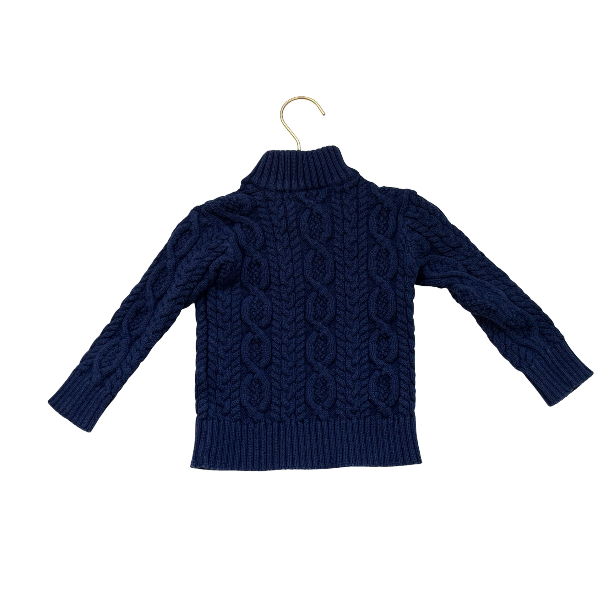 Hope & Henry Navy Cable Knit Quarter Button Sweater - Size 18 - 24 Mo - Bounce Mkt