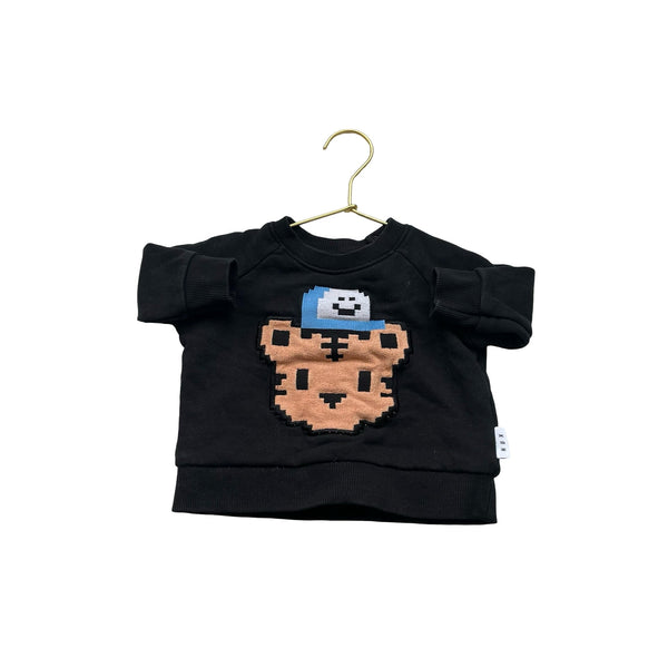 Hux Black & Brown Teddy Bear Applique Sweatshirt - Size 3 - 6 Months - Bounce Mkt